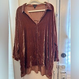 Eileen Fisher Velvet Shirt in Warm Brown